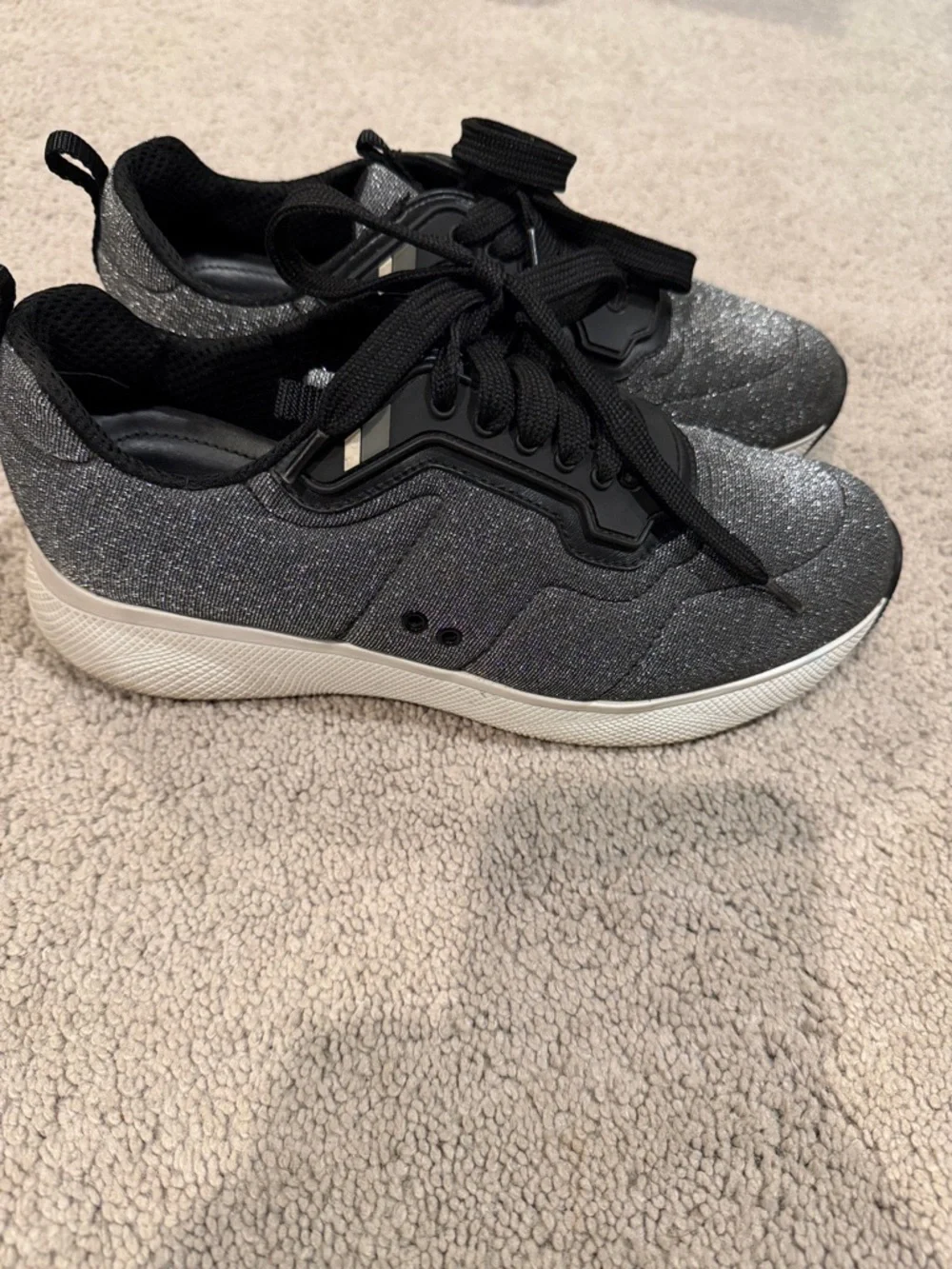 Prada Black and Silver Women's Sneakers - Picture 2 of 6